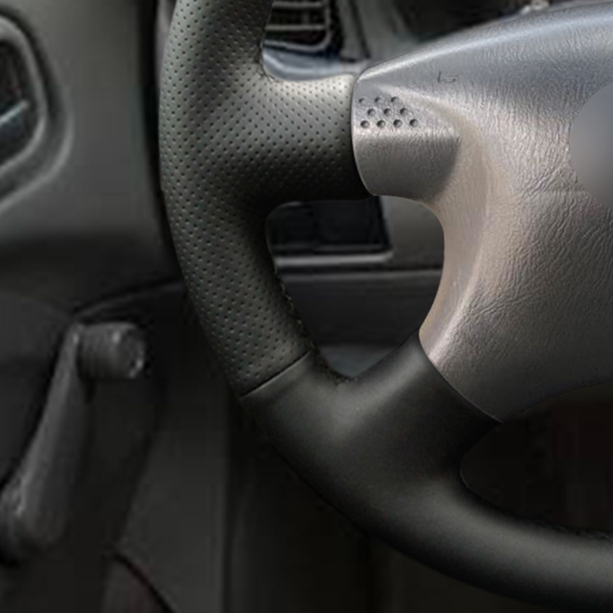 Loncky Auto Custom Fit OEM Black Genuine Leather Car Steering Wheel